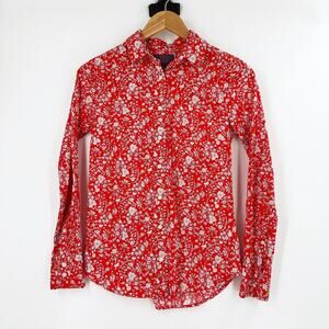 J Crew Womens Liberty Print Button Up Floral Shirt 00 Preppy Long Sleeve Retro